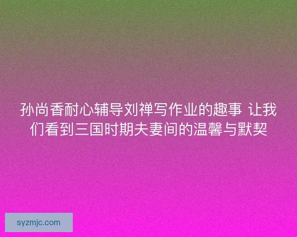 孙尚香耐心辅导刘禅写作业的趣事 让我们看到三国时期夫妻间的温馨与默契