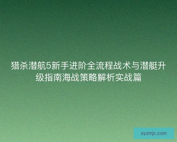 猎杀潜航5新手进阶全流程战术与潜艇升级指南海战策略解析实战篇