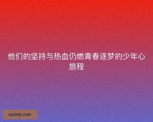 他们的坚持与热血仍燃青春逐梦的少年心旅程