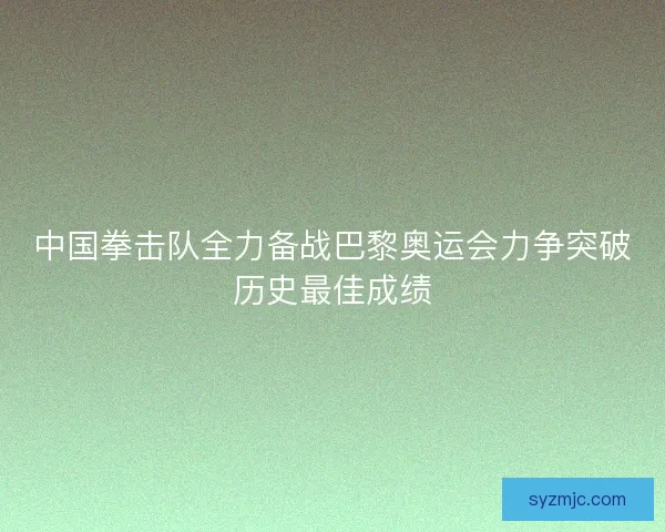 中国拳击队全力备战巴黎奥运会力争突破历史最佳成绩