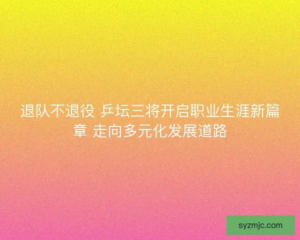 退队不退役 乒坛三将开启职业生涯新篇章 走向多元化发展道路